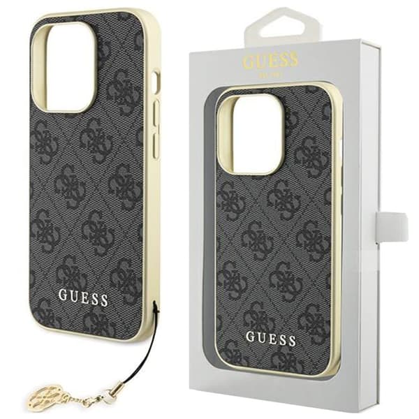 Guess 4G Charms Collection-deksel til iPhone 15 Plus - grå