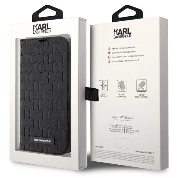 KARL LAGERFELD SAFFIANO MONOGRAM ETUI TIL IPHONE 14 PRO MAX - SORT