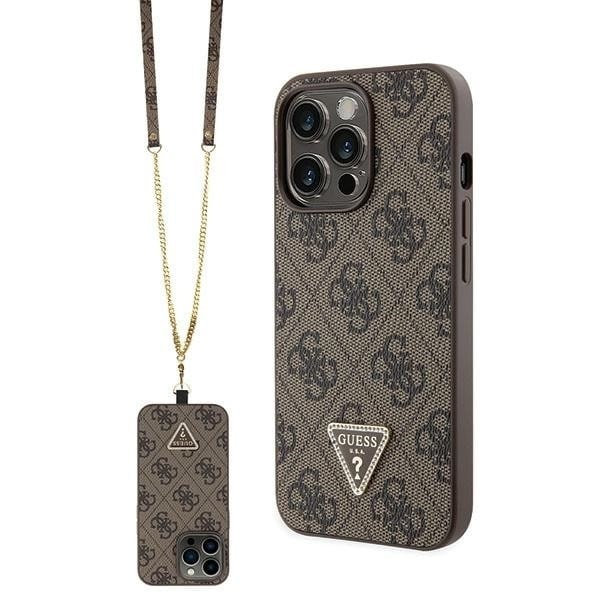 Guess GUHCP13LP4TDSCPW-deksel til iPhone 13 Pro / 13 - brun Crossbody 4G metalllogo