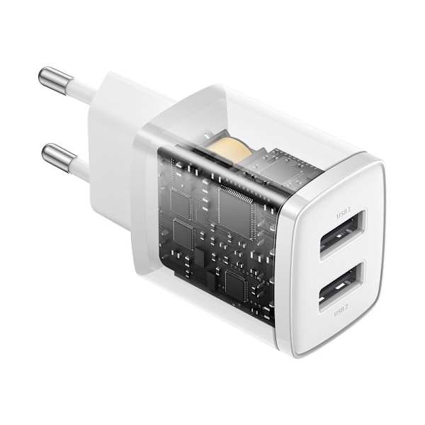 Baseus Kompakt vegglader 2x USB 10,5W hvit (CCXJ010202)