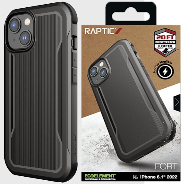 Raptic X-Doria Fort-deksel til iPhone 14 Plus-deksel med MagSafe pansret svart deksel