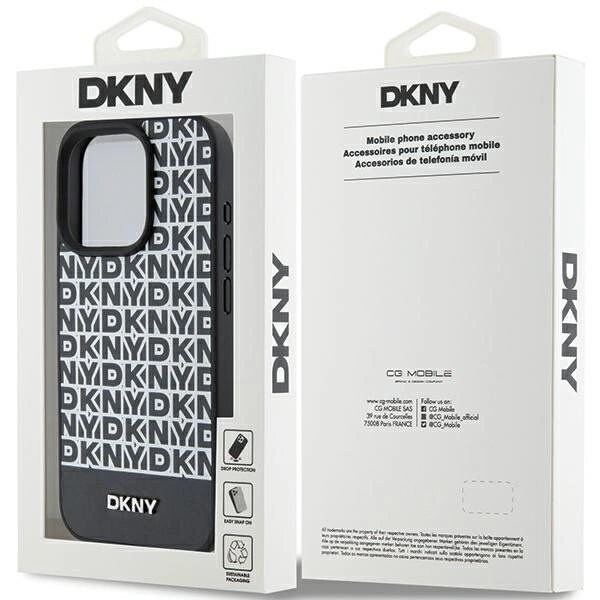 DKNY Skinntrykt mønstret metalllogo MagSafe-deksel til iPhone 15 Pro - Svart