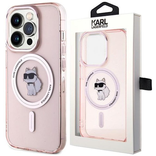 Karl Lagerfeld IML Choupette MagSafe-deksel til iPhone 15 Pro Max - Rosa