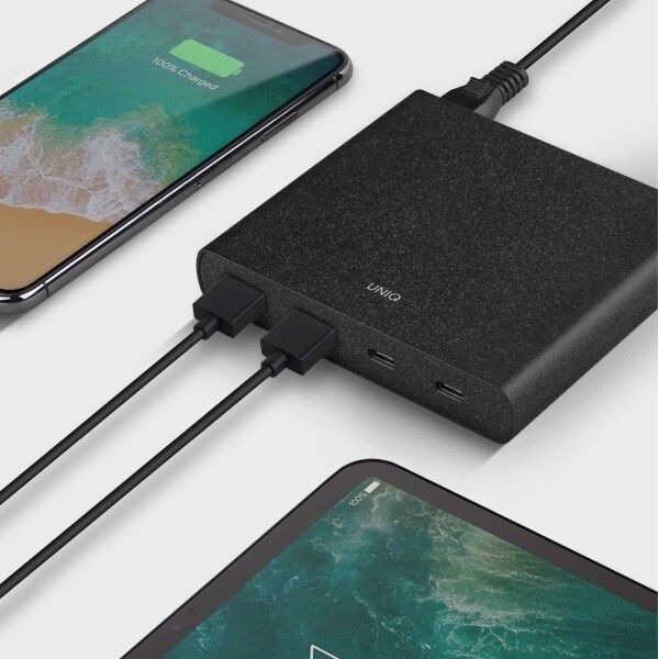 HUB Uniq Surge LITHOS Collective 90W 2xUSB-A QC 3.0 / 2xUSB-C PD 3.0 - svart