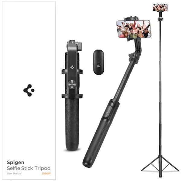 SPIGEN S560W BLUETOOTH SELFIE STICK MED STATIV - SORT