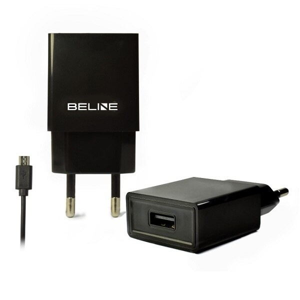 Beline Ład. nätverk. 1xUSB + microUSB 1A svart/svart