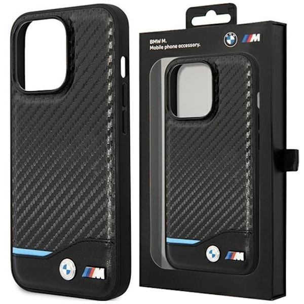 BMW Leather Carbon BMHCP13L22NBCK deksel til iPhone 13 Pro / iPhone 13 - svart