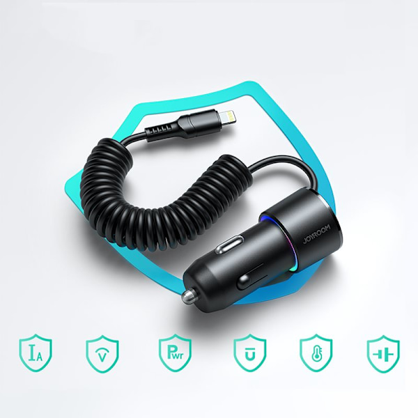Joyroom 3 i 1 hurtiglader 1,5 m 17 W med Lightning-kabel sort (JR-CL25)
