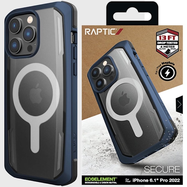 Raptic X-Doria Secure Case iPhone 14 Pro-deksel med MagSafe pansret blått deksel