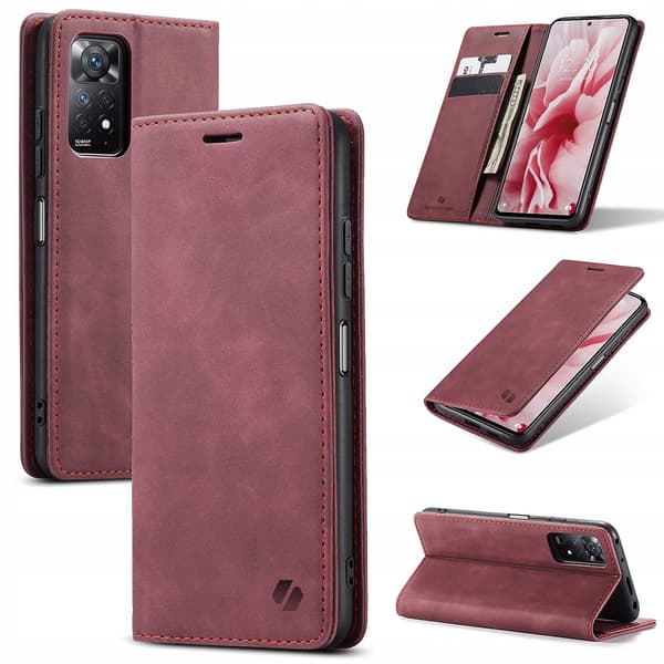 Spacecase Plånbokfodral Redmi Note 11 Pro 5G Rött Telefonskäl