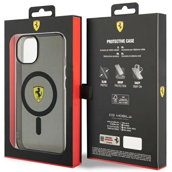 FERRARI TRANSLUCENT MAGSAFE ETUI TIL IPHONE 14 - SORT
