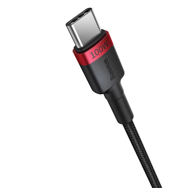 Baseus Cafule USB-C / USB-C kabel 100W 1 m - rød-svart og svart-grå (2 stk)