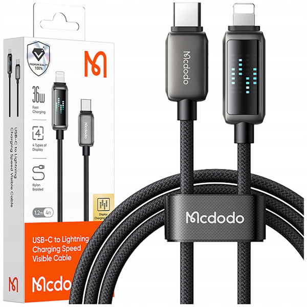 MCDODO LADDARE USB-C BLIXT SNABB LADDNINGSKABEL FÖR IPHONE 1M LED