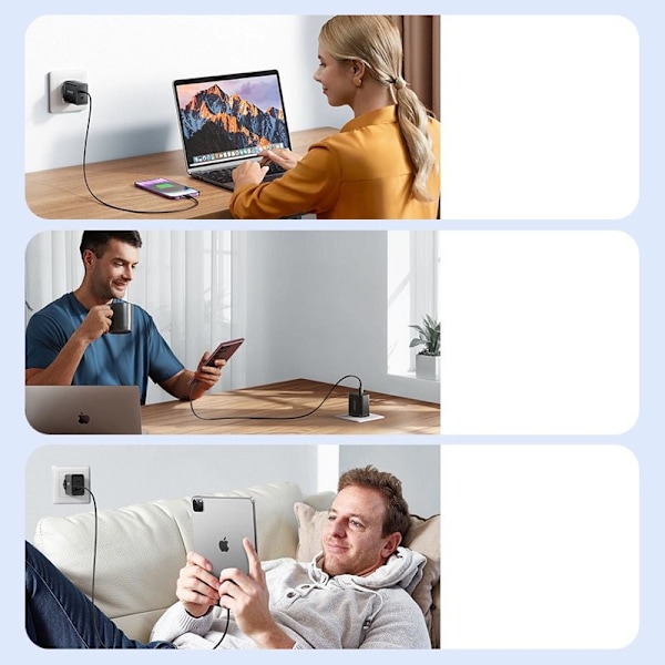 Joyroom JR-TCF09 hurtiglader 2x USB-C 40W - svart