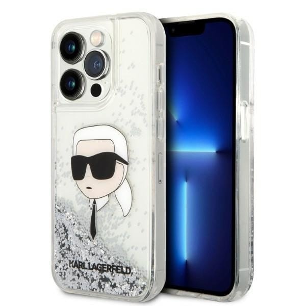 Karl Lagerfeld KLHCP14LLNKHCH iPhone 14 Pro 6.1 sølv/sølv hardt deksel Glitter Karl Head