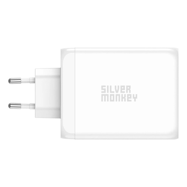 Silver Monkey SMA154 200 W GaN-lader 3xUSB-C PD USB-A QC 3.0 - hvit