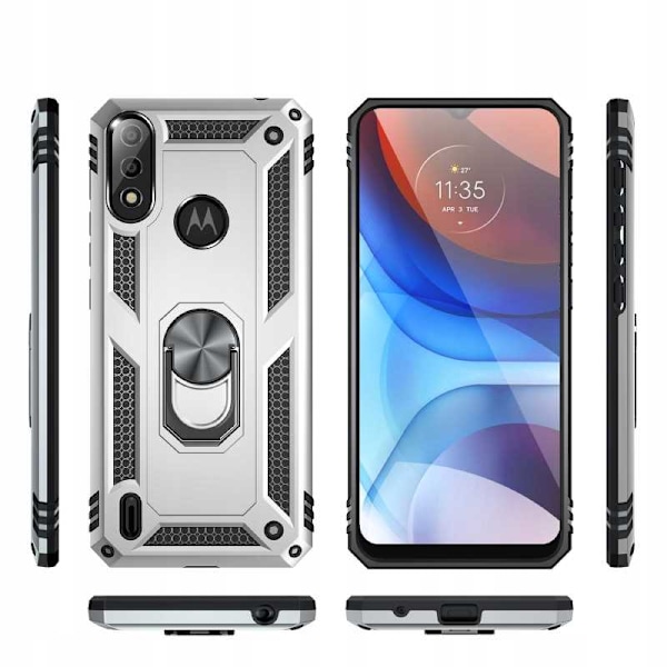 Spacecase Case Cover Till Motorola E7 E7I Power Silver Ring Nx