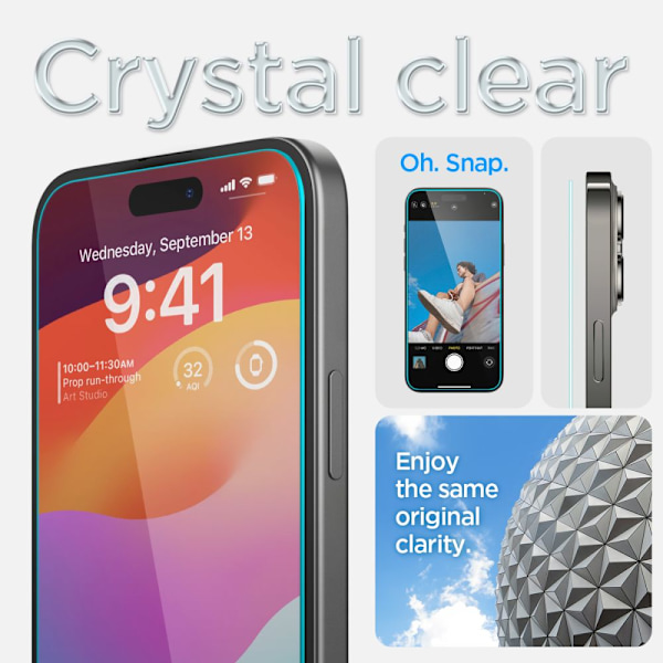 HERDET GLASS SPIGEN GLAS.TR "EZ FIT" 2-PACK IPHONE 15 CLEAR