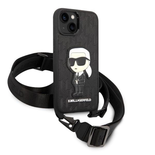 Karl Lagerfeld KLHCP14SSTKMK iPhone 14 6.1 svart/svart hardt deksel Monogram Ikonik Patch