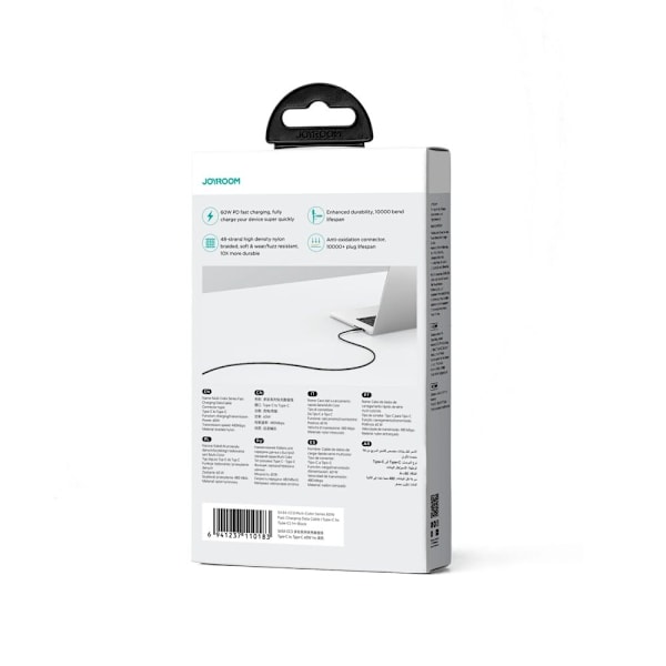Joyroom Multi-Color Series SA34-CC3 USB-C / USB-C-kabel 60W rask overføring 1m - svart