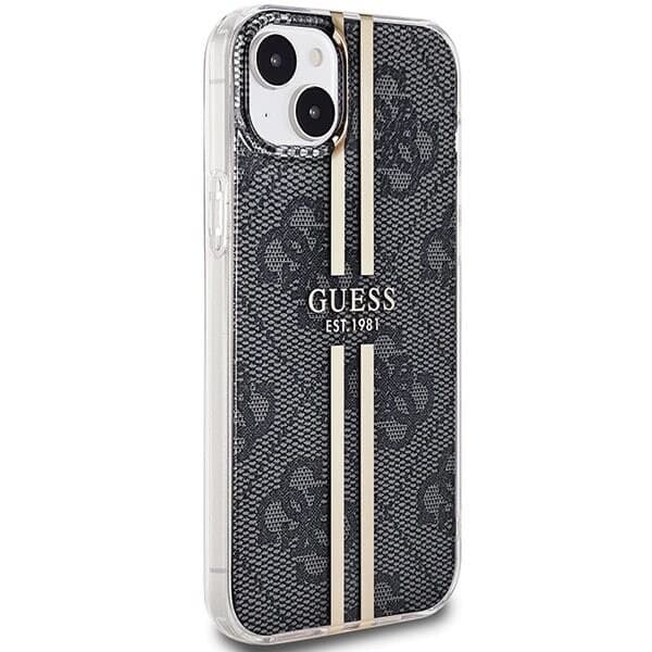 Guess IML 4G Gold Stripe-deksel til iPhone 15 Plus / 14 Plus - Svart