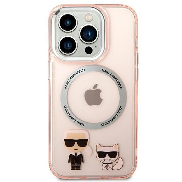 Karl Lagerfeld KLHMP14LHKCP deksel til iPhone 14 Pro hardt deksel - rosa Karl&Choupette Aluminium Magsafe