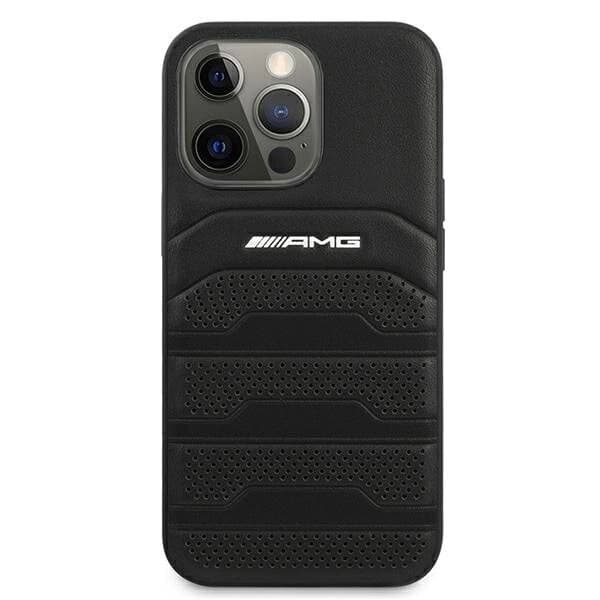 AMG LEATHER DEBOSSED LINES ETUI TIL IPHONE 13 PRO / IPHONE 13 - SORT