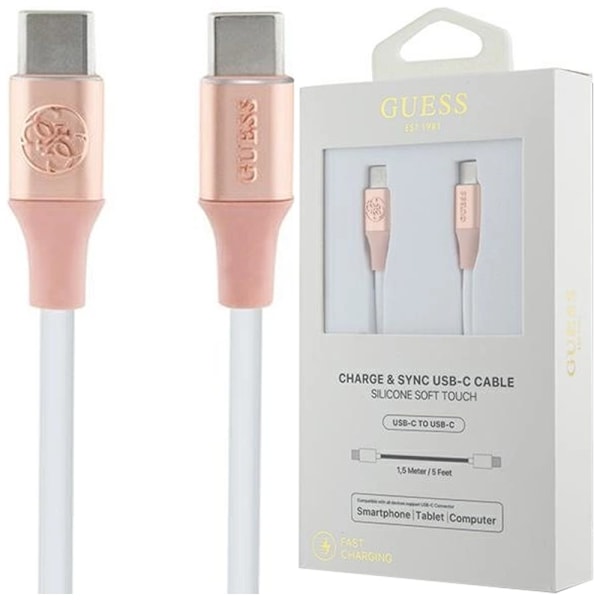 Guess Ebossed Logo USB-C / USB-C-kabel 1,5 m hurtiglading - rosa