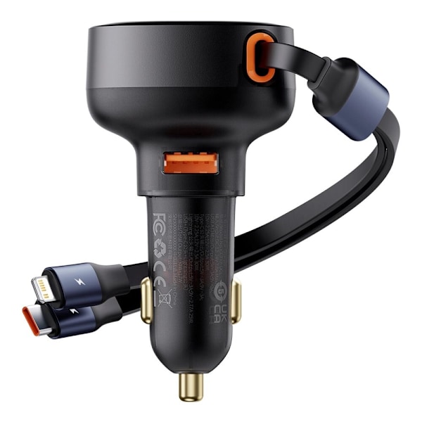 Baseus Enjoyment USB-A billader med USB-C / Lightning 60W kabel - svart