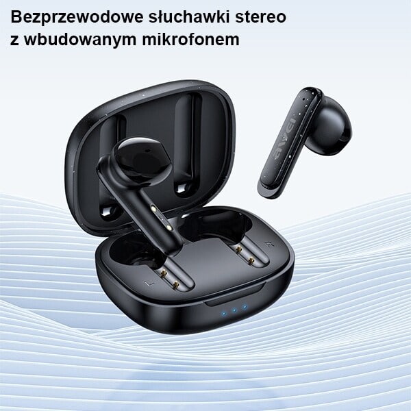 AWEI Bluetooth 5.3 T66 TWS hörlurar + dockningsstation svart/svart