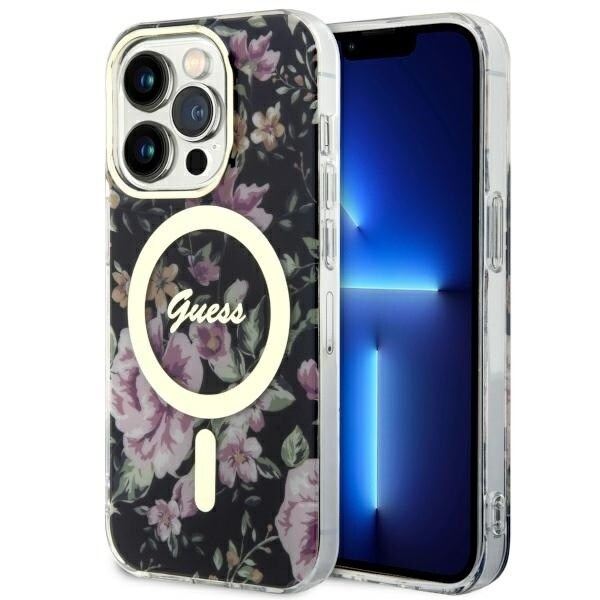 Guess GUHMP14LHCFWSK deksel til iPhone 14 Pro - svart Flower MagSafe