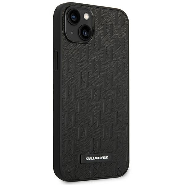 KARL LAGERFELD SAFFIANO MONO METAL LOGO ETUI TIL IPHONE 14 PLUS - SORT