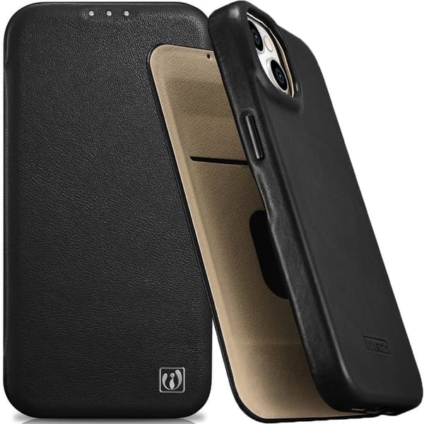 ICARER CASE CASE LÆDERCOVER MED MAGSAFE TIL IPHONE 14+ SORT