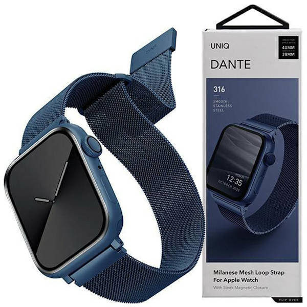 UNIQ Dante armbånd Apple Watch Series 4/5/6/7/8/SE/SE2 42/44/45 mm rustfritt stål blå/koboltblå