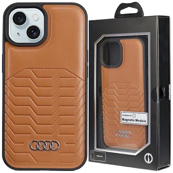 Audi syntetisk skinndeksel med MagSafe for iPhone 15 Plus / 14 Plus - brun