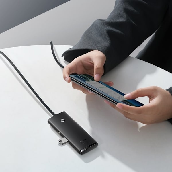 Baseus Lite-serien HUB-adapter USB-A - 4xUSB-A 3.0 5Gb/s svart (WKQX030101)