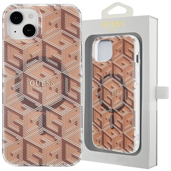 Guess IML GCube MagSafe beskyttelsesdeksel til iPhone 15 Plus / 14 Plus - brun