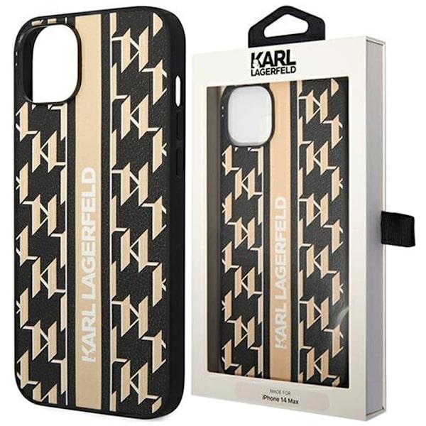 KARL LAGERFELD MONOGRAM STRIPE ETUI TIL IPHONE 14 PLUS - BRUN