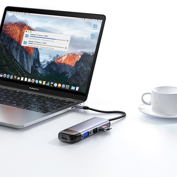 MCDODO ADAPTER HUB USB-C HDMI USB SD GIGABIT RJ45 TILL MACBOOK M