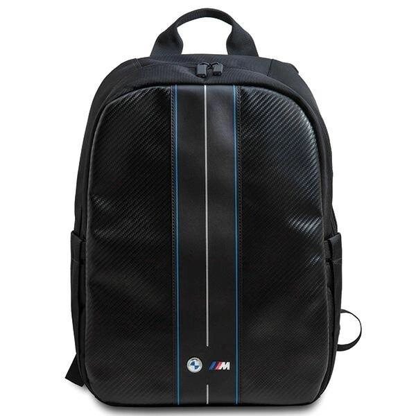 BMW CARBON & BLUE STRIPE RYGSÆK TIL EN 16" BÆRBAR COMPUTER - SORT