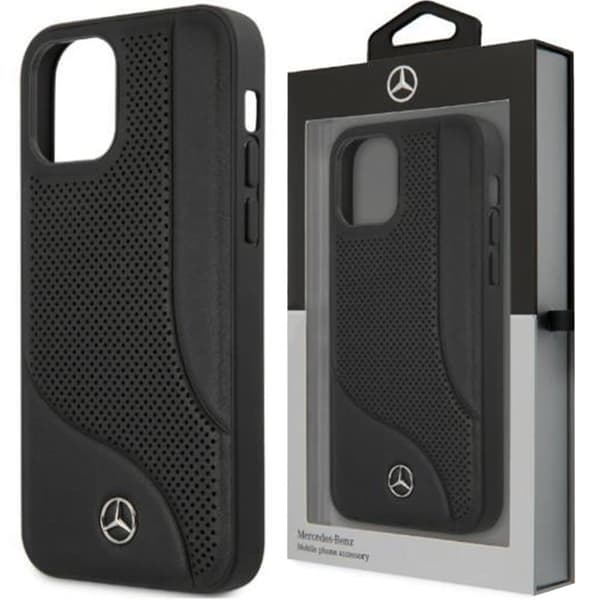 MERCEDES LEATHER PERFORATED AREA COVER TIL IPHONE 12 PRO MAX - SORT
