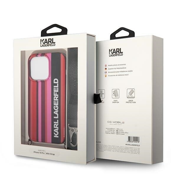 Karl Lagerfeld KLHCP14XSTSTP-deksel til iPhone 14 Pro Max hard - rosa Farge Stripes Strap