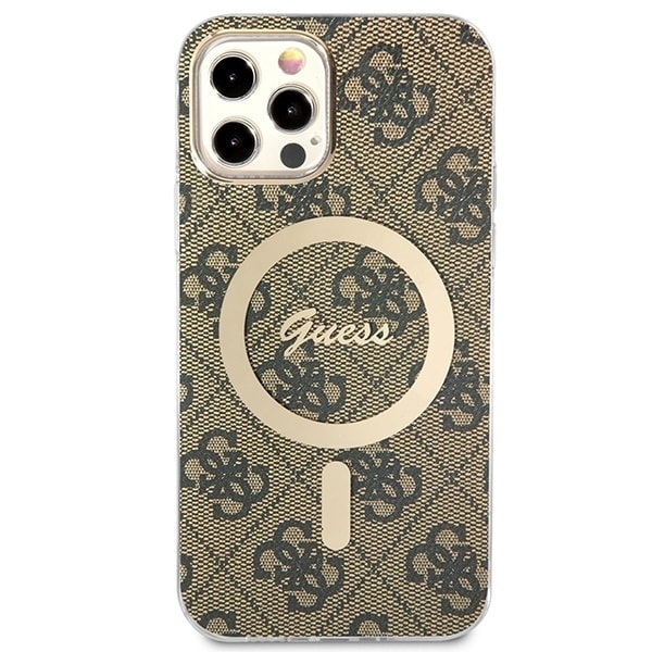 Sett Guess GUBPP12MH4EACSW Deksel+ Lader iPhone 12/12 Pro brun/brunt hardt deksel 4G Print MagSafe