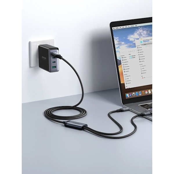 2 i 1 kabel Joyroom Speedy series SA21-1T2 USB-C - USB-C / Lightning 100W 1,5m svart