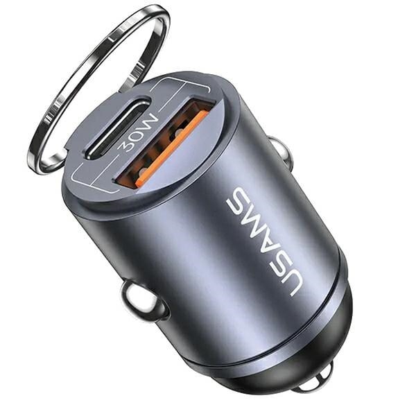 USAMS Lad. ensam. 1xUSB+1xUSB-C C38 30W PD Snabbladdning med inbyggd stål-/lackring CC206CC01 (US-CC206)