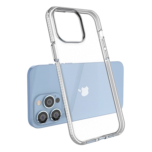 SPRING CASE TIL IPHONE 14 PRO MAX, SILIKONECOVER MED RAMME, LYSEBLÅ