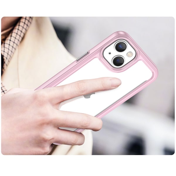Outer Space Case iPhone 14-deksel, hardt deksel med gelramme, rosa