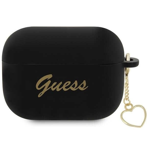 Guess GUAP2LSCHSK-deksel til AirPods Pro 2-deksel - svart Silicone Charm Heart Collection