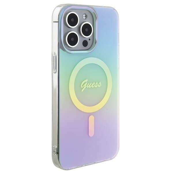 Guess IML Iridescent MagSafe-deksel til iPhone 15 Pro - turkis