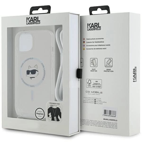 Karl Lagerfeld IML Choupette Head&Cord MagSafe beskyttelsesveske til iPhone 15/14/13 - Gjennomsiktig